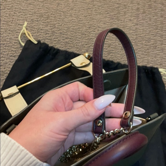 Strathberry Nano Tote.LeatherForrest/Sand/Burgundy - Picture 6 of 6